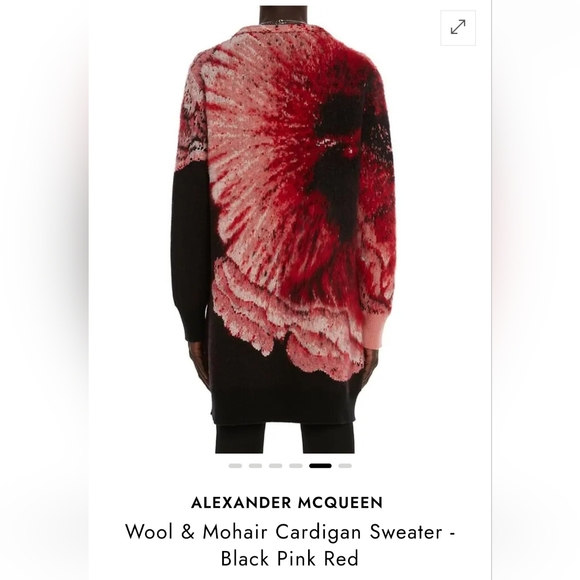 Alexander McQueen Intarsia Pattern Wool and Mohair Cardigan Sweater - Picture 4 of 8